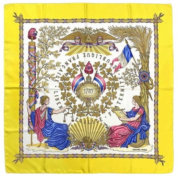 Hermès Carré 90 Yellow Silk scarf - Picture 1 of 5